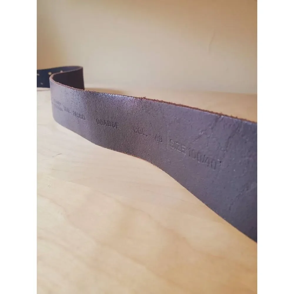 Diesel Suede Leather Dress Belt Brown Adjustable Italy Metal Buckle 100/40
